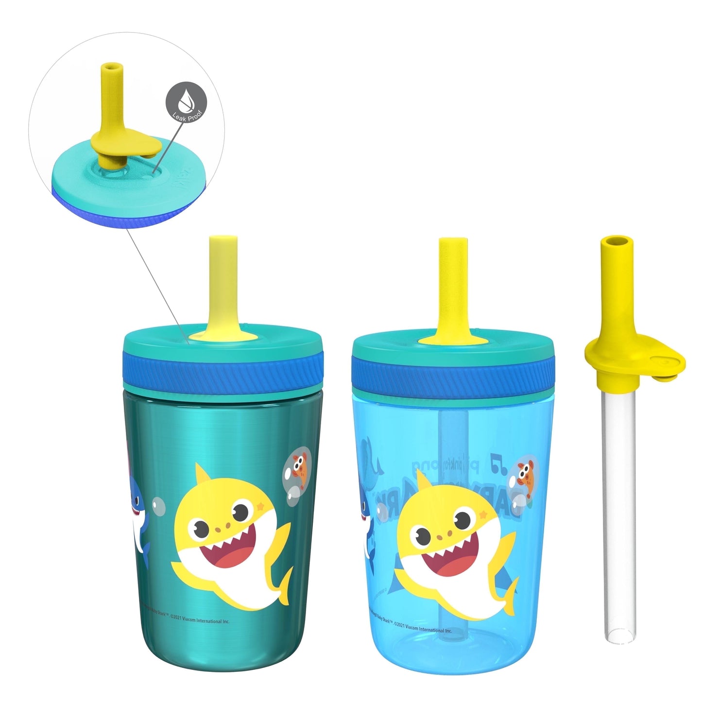 Zak Designs 12oz and 15oz 2-Pack Straw Tumbler Stainless Steel and Plastic with Additional Straw Leakproof and - Tumbler