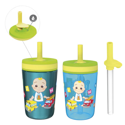 Zak Designs 12oz and 15oz 2-Pack Straw Tumbler Stainless Steel and Plastic with Additional Straw Leakproof and - Tumbler