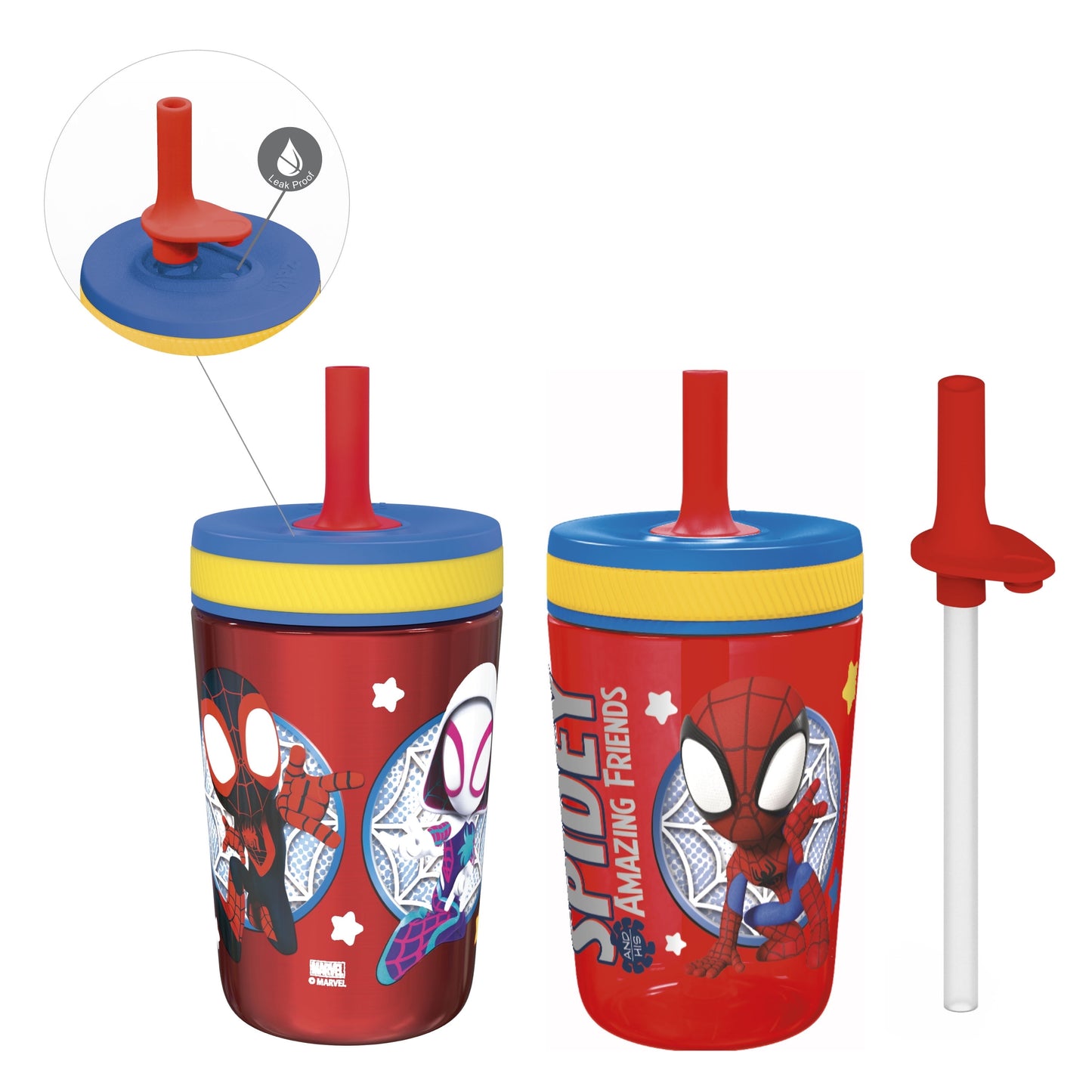 Zak Designs 12oz and 15oz 2-Pack Straw Tumbler Stainless Steel and Plastic with Additional Straw Leakproof and - Tumbler